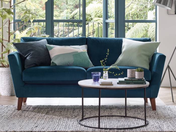 Blue fabric sofa