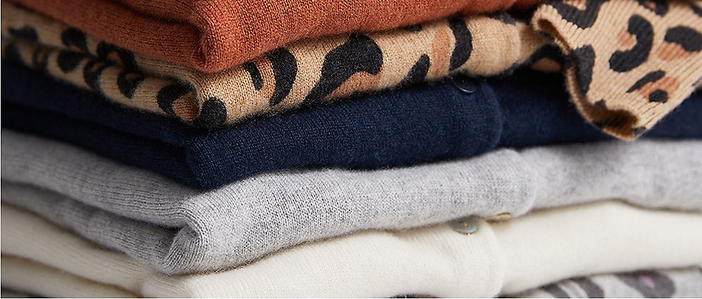 Close-up of cashmere jumpers