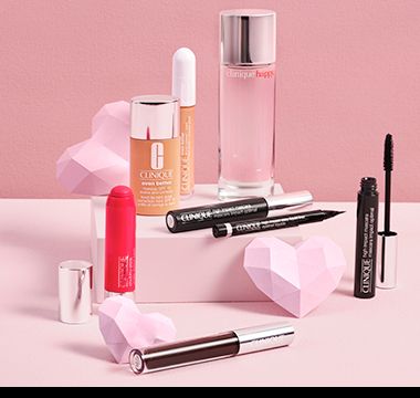 Selection of Clinique make-up and perfume. Shop Clinique