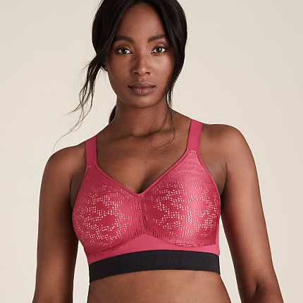 Woman wearing pink sports bra