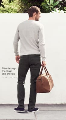  Man wearing slim fit jeans