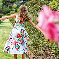 Woman in floral dress