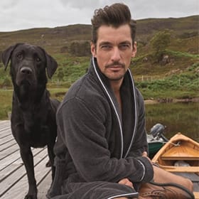 David Gandy wearing a robe