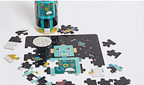 Robot Tin with Glow-In-The-Dark Puzzle