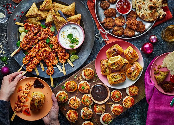 A selection of Indian-inspired party food
