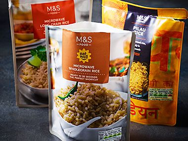 A selection of microwave rice pouches