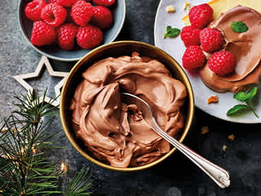 Collection thick and rich chocolate cream in a bowl
