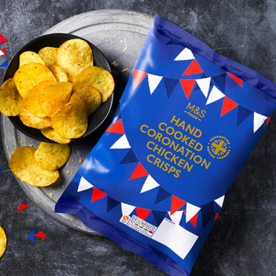 Hand-cooked coronation chicken crisps