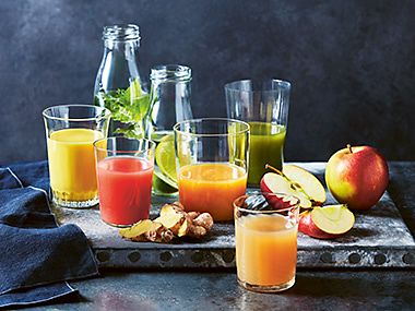 Glasses on fruit juice