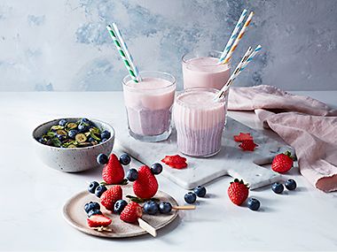 Mixed berries and berry smoothies