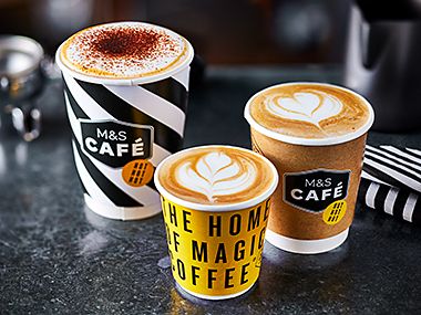 Magic Coffee in glass cup and takeaway cup