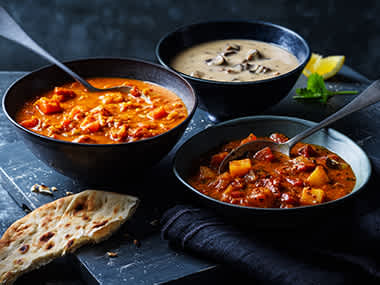 A selection of soups in bowls