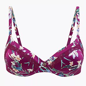 Rosie smoothing floral-print padded plunge bra