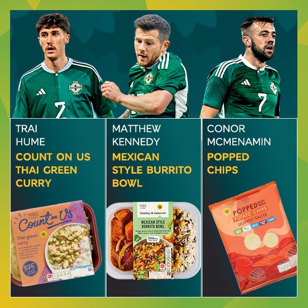Three Northern Ireland Men’s Team players and their favourite Eat Well products