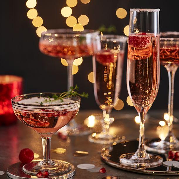 Prosecco rosé and spiced sugar plum gin liqueur cocktails