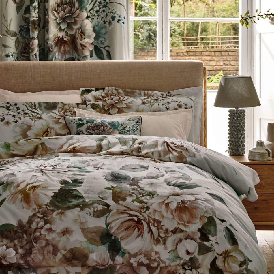 Cottage Country Style Duvet Cover Set Blooming Botanical Nature