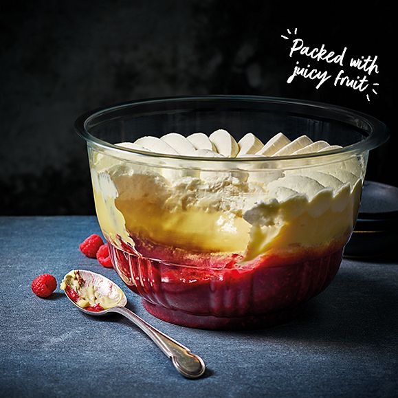 Berry trifle with rich, homemade-style vanilla custard and freshly whipped cream