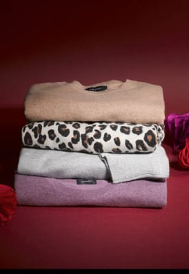 Folded stack of cashmere jumpers