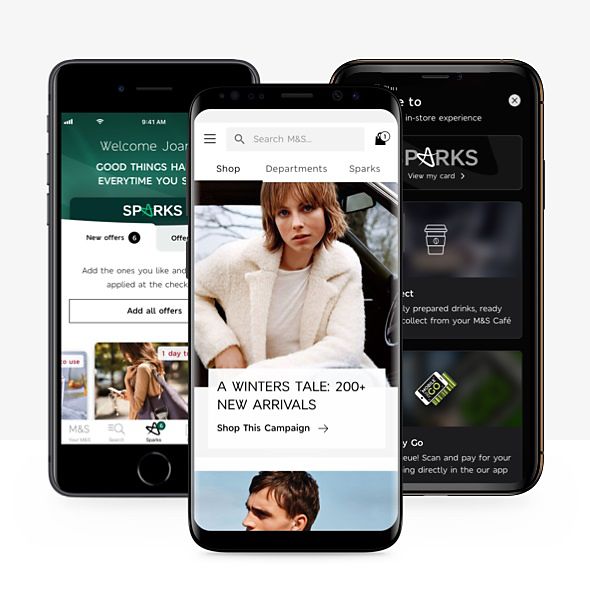 The free M&S app on mobile