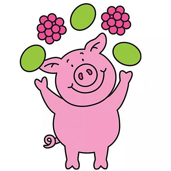 Percy Pig juggling illustration