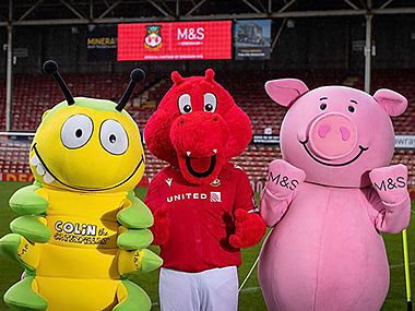 Percy and Colin with Wrexham mascot