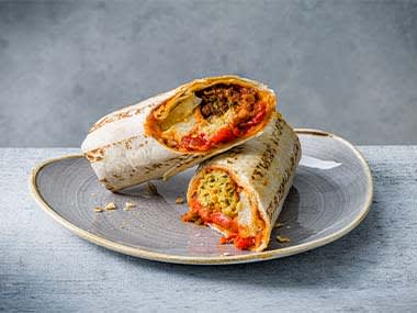 Falafel and halloumi wrap