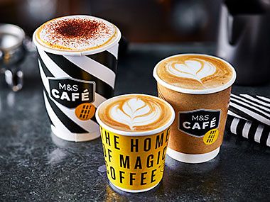 Magic Coffee in glass cup and takeaway cup