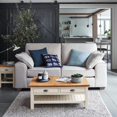 Blue on sale cream sofa