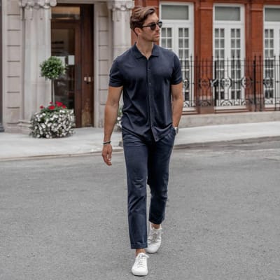 white trainers chinos