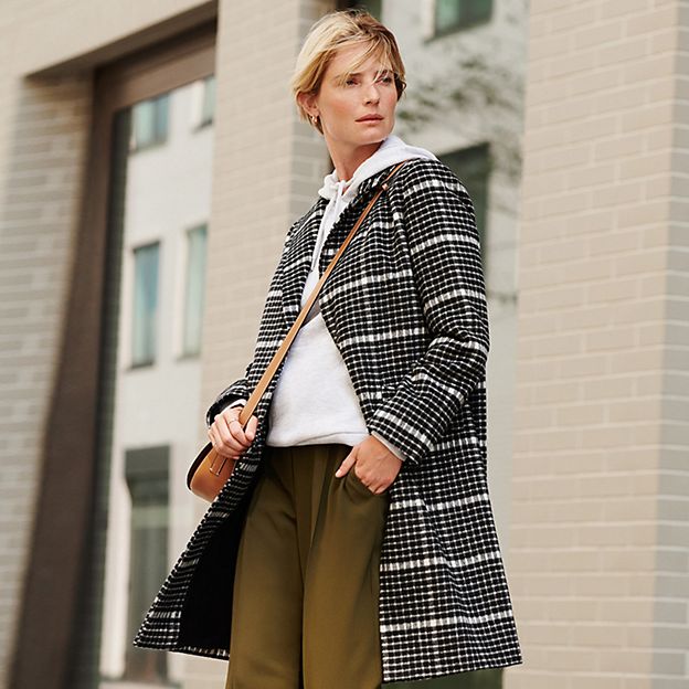 Fashion Coats Short Coats Zara Woman Short Coat check pattern casual look 