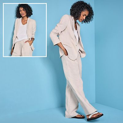 Cream 3 Piece Women's Linen Suit