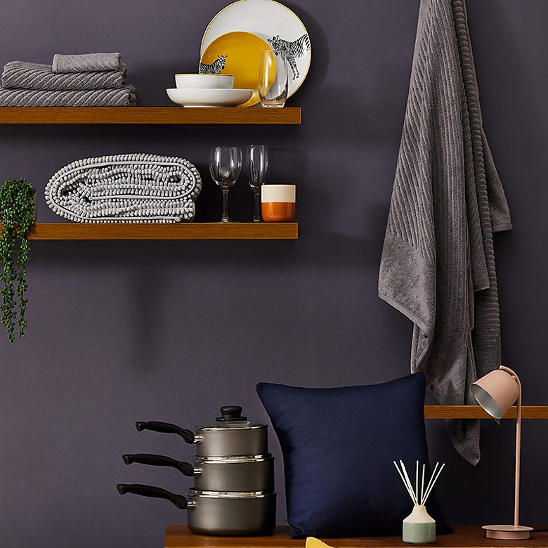 University essentials including crockery, bedding, cushions, towels, pans, wine glasses and cushions.   Shop all home