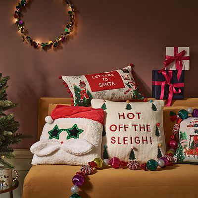 Merry Christmas Stars Festive Outdoor Floor Cushion by Daily