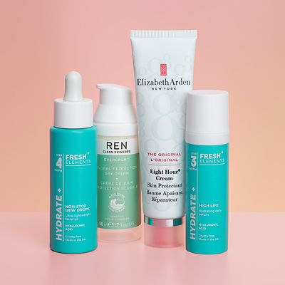 A selection of soothing skincare products for sensitive skin. Shop skincare