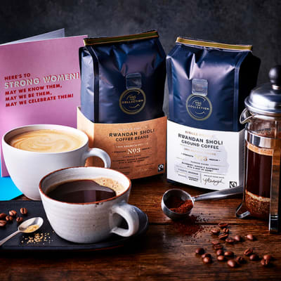 Rwandan Sholi coffee beans and ground coffee