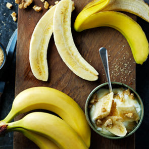 Bananas on a chopping board