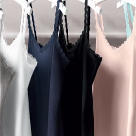 Woman wearing a nude vest