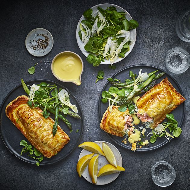 Clodagh McKenna's salmon en croute with asparagus with beurre blanc and watercress salad
