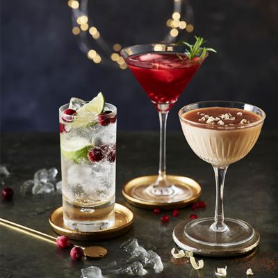 Festive cocktails including a G&T, Christmapolitan and trifle-flavour cream with vodka