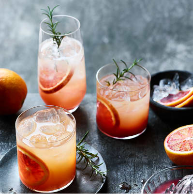 Glasses of blood orange spritz