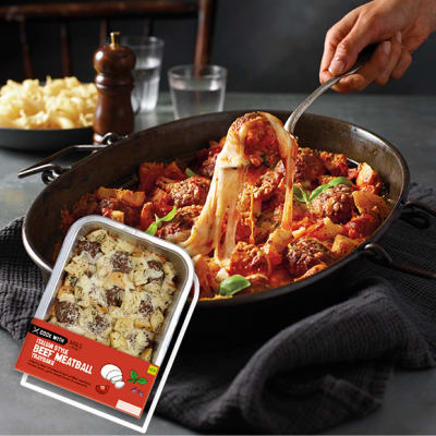 Cook with M&S Italian-style beef meatball traybake