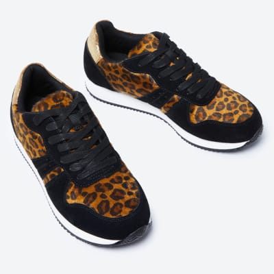 Black red and hot sale leopard print trainers