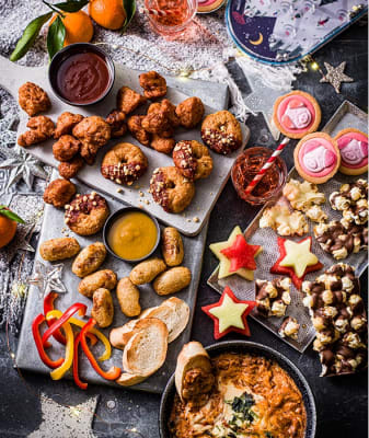 Festive film night nibbles including chicken doughnuts, Percy Pig pies and chocolate popcorn slabs