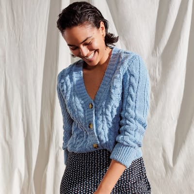 How to Style a Blue Cable Knit Cardigan M S IE