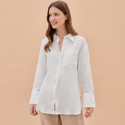 Woman wearing Autograph linen shirt