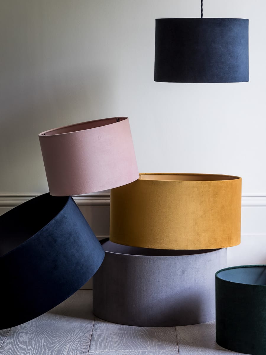 Selection of colourful lamp shades