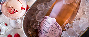 Bottle of Conte Priuli prosecco rosé in ice bucket
