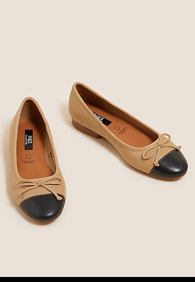 Women’s two-tone leather ballet flats