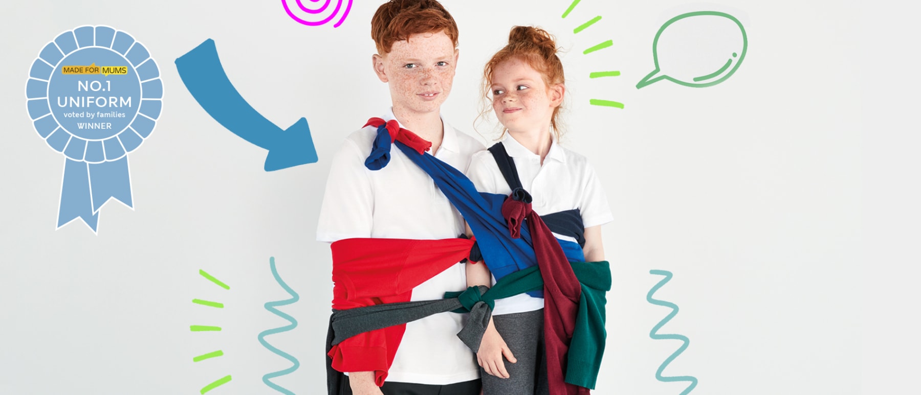 Kids wearing M&S school uniform