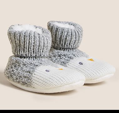 Knitted penguin booties